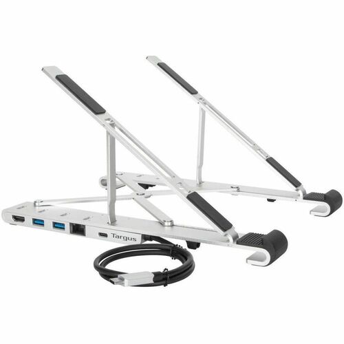TARGUS AWU100005GL – SOPORTE PORTÁTIL CON BASE INTEGRADA Y DOCKING USB-C, 2X USB-A, 1X USB-C, HDMI, ETHERNET, ALUMINIO, PLEGABLE, COMPATIBLE CON LAPTOPS DE 10″ A 15.6″
