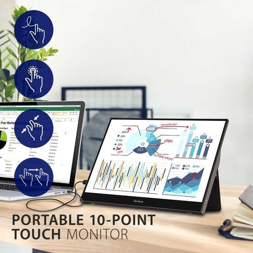 ViewSonic 15.6" Portable 1080p IPS Touch Monitor with 60W USB-C and mini-HDMI | TD1655