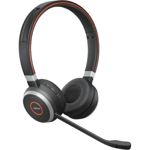 Jabra Evolve 65 SE – Audífonos Bluetooth Inalámbricos con Base Cargadora, Señal de Ocupado, 14h Batería y Respaldo Teams