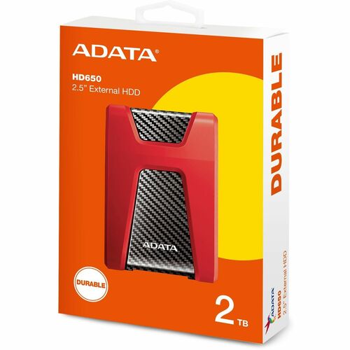 DISCO DURO EXTERNO ADATA HD650 2.5'', 2TB, USB 3.1, ROJO - PARA MAC/PC