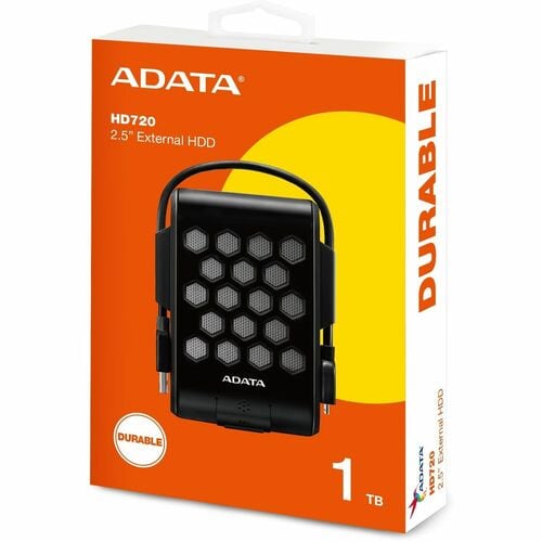 DISCO DURO EXTERNO ADATA HD720 1TB, USB 3.0, NEGRO, A PRUEBA DE AGUA, POLVO Y GOLPES - PARA MAC/PC