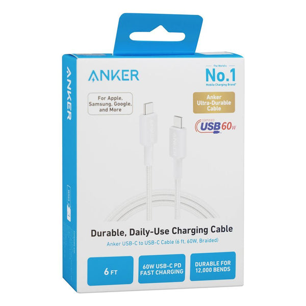 ANKER CABLE USB-C A USB-C 1.8M WH 60W/480MBPS