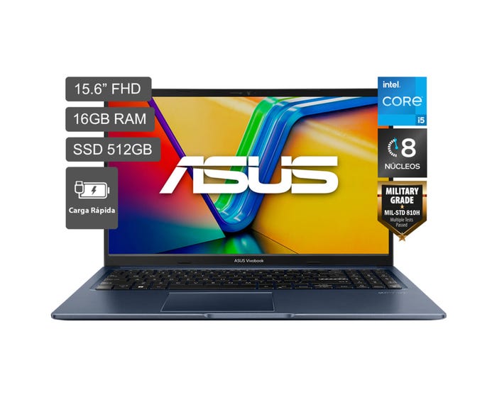 Notebook Asus Vivobook 15.6" Fhd - Core I5-13420H (13ª Gen) | 16Gb Ram | 512Gb Ssd Nvme | Windows 11 Home - Estándar Militar (90Nb10T1-M01Rf0)