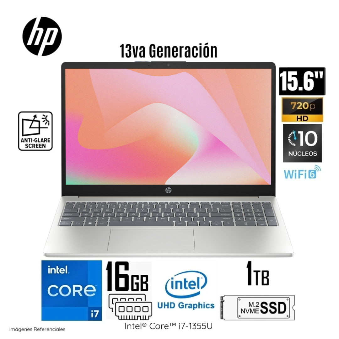 HP 15-FD0280LA: LAPTOP INTEL CORE I7-1355U, 16GB RAM, 1TB SSD, PANTALLA FHD 15.6", DISEÑO ELEGANTE EN DORADO