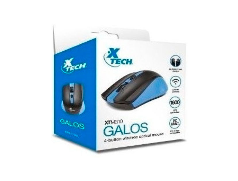 XTECH XTM-310BL MOUSE INALÁMBRICO 2.4 GHZ COLOR AZUL CONEXIÓN RÁPIDA Y ESTABLE DISEÑO ERGONÓMICO Y PORTÁTIL