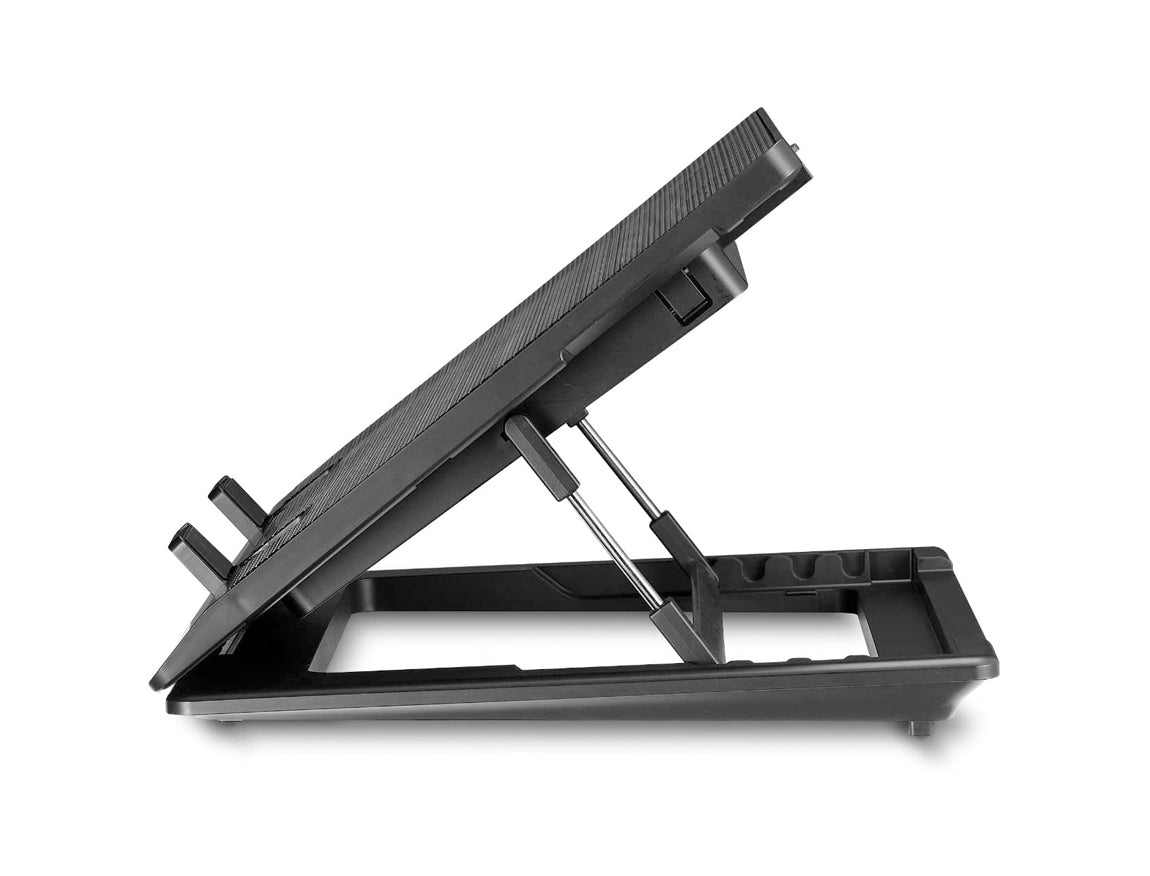 BASE ENFRIADORA PARA LAPTOP 15.6" CON 1 VENTILADOR SILENCIOSO, DISEÑO ERGONÓMICO Y EFICIENTE EN COLOR NEGRO – IDEAL PARA GAMING Y TRABAJO