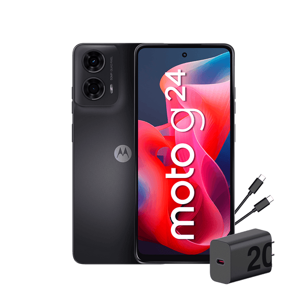 SMARTPHONE MOTOROLA G24 ANDROID 256 GB ALMACENAMIENTO CÓDIGO FABRICANTE PB160042PE COLOR NEGRO