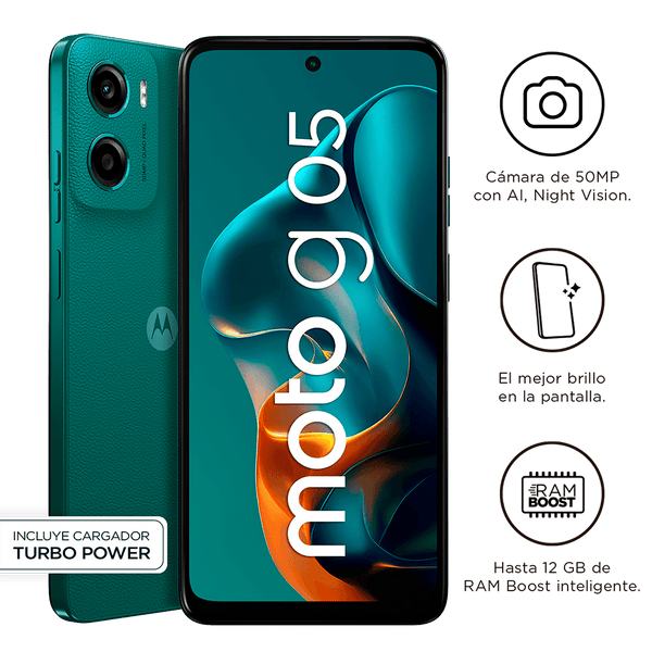 SMARTPHONE MOTOROLA MOTO G05, PANTALLA: 6.7"/LCD/HD+/90HZ, SO: ANDROID 15, COLOR VERDE