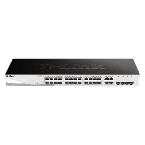 SWITCH WEB SMART D-LINK DGS-1210-28, 24 RJ-45 LAN GBE, Y 4 PUERTOS SFP, AUTOVOLTAJE.