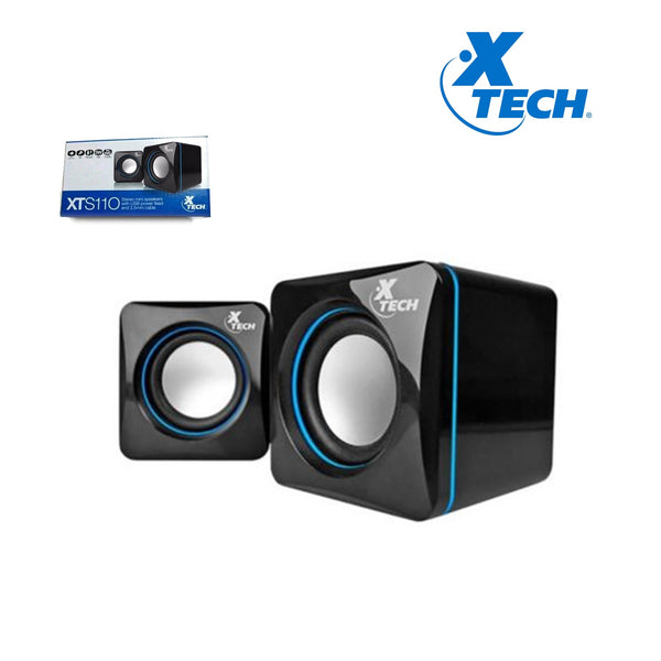 XTECH MINIPARLANTES, USB , 5W, CABLE DE 3,5MM, NEGRO (XTS-110)