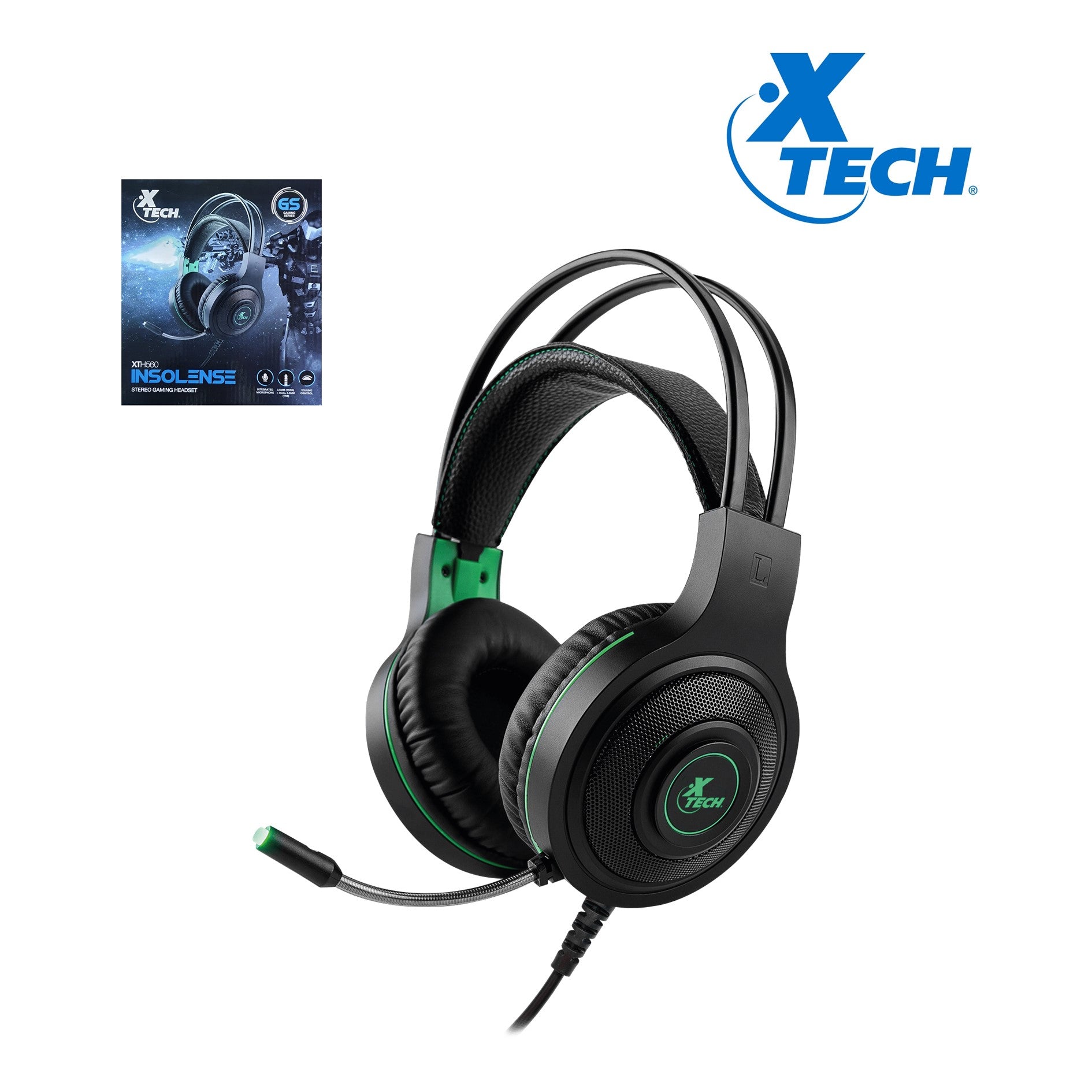 XTECH XTH-560 – AUDÍFONOS CON MICRÓFONO ALÁMBRICOS • SONIDO ESTÉREO • DIADEMA AJUSTABLE • CONEXIÓN 3.5 MM