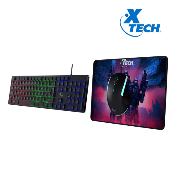 XTECH XTK-535S – COMBO TECLADO, MOUSE Y MOUSE PAD • CONEXIÓN ALÁMBRICA • DISEÑO ERGONÓMICO Y DURADERO • IDEAL PARA OFICINA O ESTUDIO