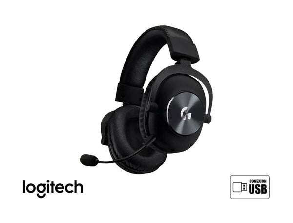 AURICULAR GAMER LOGITECH PRO X, MICROFONO, USB, CONTROL VOLUMEN, ALMOHADILLAS SUAVES, NEGRO (981-000817)