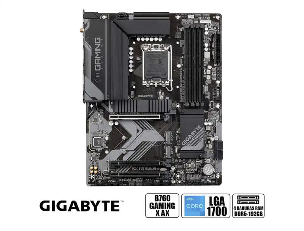 PLACA BASE MSI B760 GAMING X AX • CHIPSET INTEL B760 • COMPATIBLE CON PROCESADORES INTEL CORE SERIE 13/12 • DDR5 HASTA 128GB • PCIE 5.0 • WIFI 6E • LAN 2.5GB • ATX • RGB