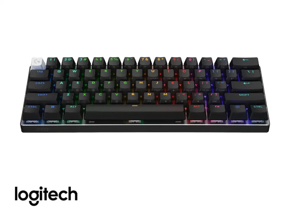 TECLADO GAMER LOGITECH PRO X 60 LED RGB 60%, TECLADO MECÁNICO, LOGITECH GX BROWN, INALÁMBRICO, USB/RF INALÁMBRICO/BLUETOOTH, NEGRO, INGLÉS