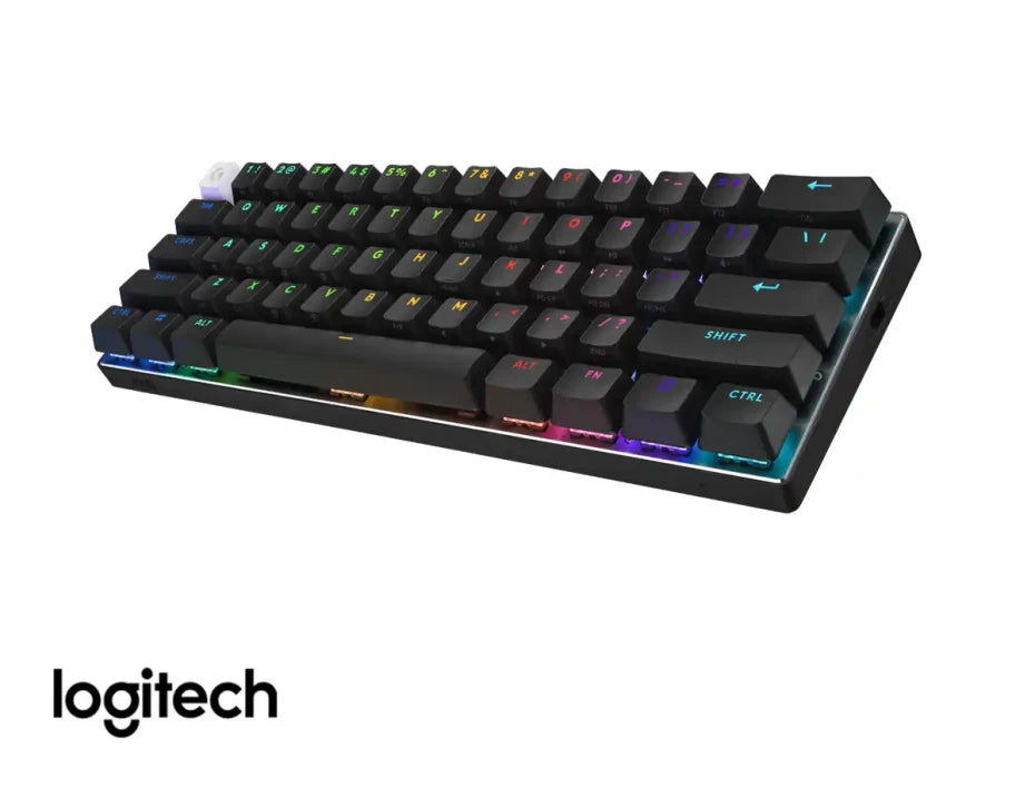 TECLADO GAMER LOGITECH PRO X 60 LED RGB 60%, TECLADO MECÁNICO, LOGITECH GX BROWN, INALÁMBRICO, USB/RF INALÁMBRICO/BLUETOOTH, NEGRO, INGLÉS