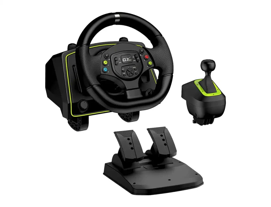 TIMON C/PEDAL + PALANCA GENIUS GX SPEED MASTER X2 DUAL MOTOR VIBRATION 1080° ROTACION PS4/PS3/PC USB BLACK (31620002400)