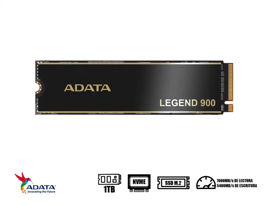 SSD ADATA LEGEND 900 PRO 1TB NVME PCIE GEN4X4 M.2, LECTURA 7400MB/S, ESCRITURA 6500MB/S, ALTO RENDIMIENTO PARA GAMING Y CREADORES DE CONTENIDO