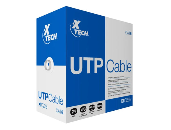 XTECH XTC-226 – CABLE UTP CATEGORÍA 6, 305 METROS, ALTA VELOCIDAD, CONFIABLE PARA REDES Y TRANSMISIÓN DE DATOS