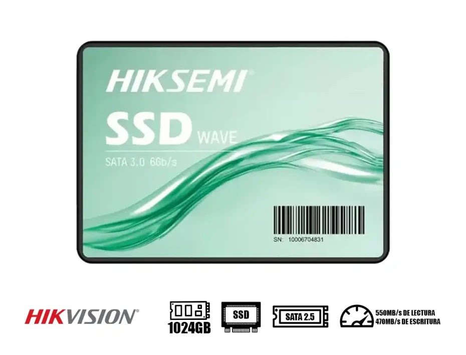 SSD HIKSEMI WAVE 1TB 2.5" SATA III – 550MB/S LECTURA, 470MB/S ESCRITURA, 3D NAND, 340TBW, ALTA DURABILIDAD PARA PC Y CONSOLAS
