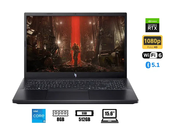 ACER ANV15-51-53PX - INTEL CI5 13420H - RAM 8GB DDR5 - 512GB SSD - NVIDIA RTX3050 6GB - LINUX UBUNTU - 15.6IN FHD - OBSIDIAN BLACK - GARANTIA 1YEAR CARRY IN