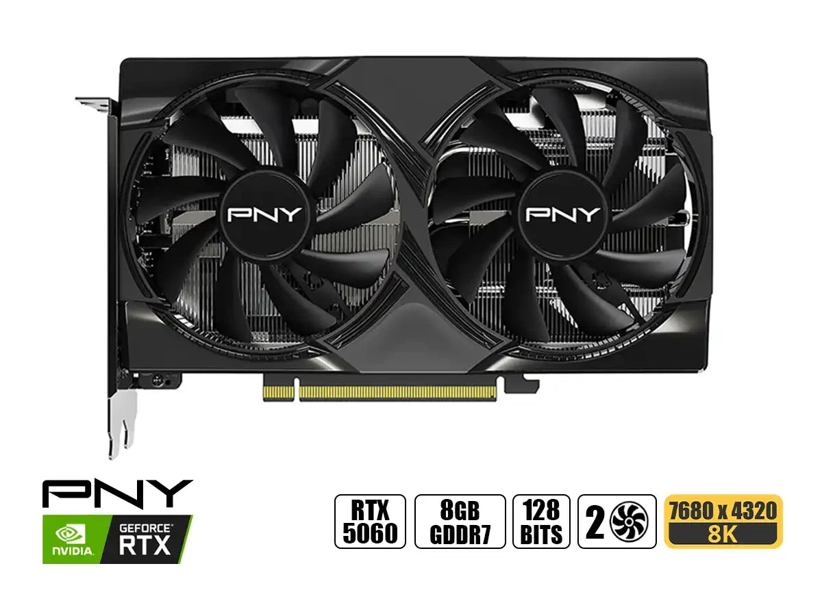 TARJETA GRÁFICA VGA 8G PNY RTX5060 DUAL OC , ALTA MEMORIA PARA GAMING Y CREACIÓN DE CONTENIDOS, CONECTIVIDAD PCIE