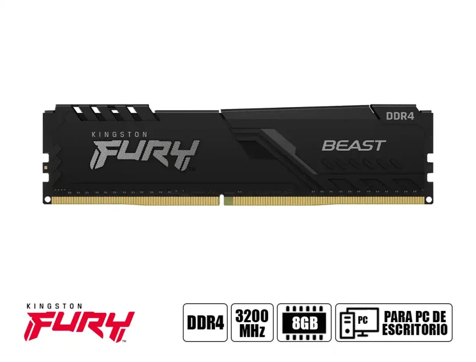 MEMORIA KINGSTON FURY BEAST DDR4 8 GB 3200 MHZ CL16 – ALTO RENDIMIENTO, BAJA LATENCIA, IDEAL PARA GAMING Y EDICIÓN
