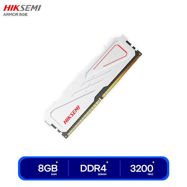 MEMORIA RAM HIKSEMI ARMOR WHITE 8GB DDR4 3200MHZ – RENDIMIENTO ESTABLE Y RÁPIDO PARA PC, COMPATIBLE Y CONFIABLE, IDEAL PARA JUEGOS Y MULTITAREA