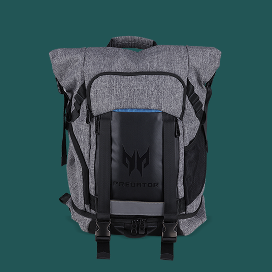 "MOCHILA ACER PREDATOR ROLLTOP PARA LAPTOP GAMING 15.6” CON COMPARTIMENTO ACOLCHADO, BOLSILLO INFERIOR, RESISTENTE AL CLIMA Y PANEL TRANSPIRABLE