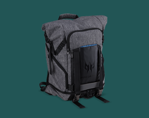 "MOCHILA ACER PREDATOR ROLLTOP PARA LAPTOP GAMING 15.6” CON COMPARTIMENTO ACOLCHADO, BOLSILLO INFERIOR, RESISTENTE AL CLIMA Y PANEL TRANSPIRABLE