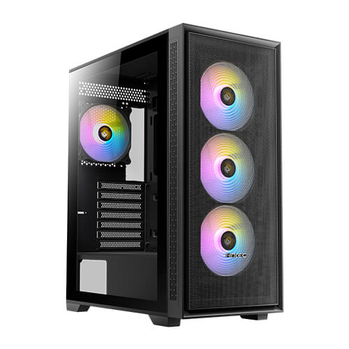 GABINETE ANTEC NX600 CON VENTANA, MIDI-TOWER, ATX/MICRO-ATX/ITX, USB 3.0, SIN FUENTE, 4 VENTILADORES ARGB, NEGRO