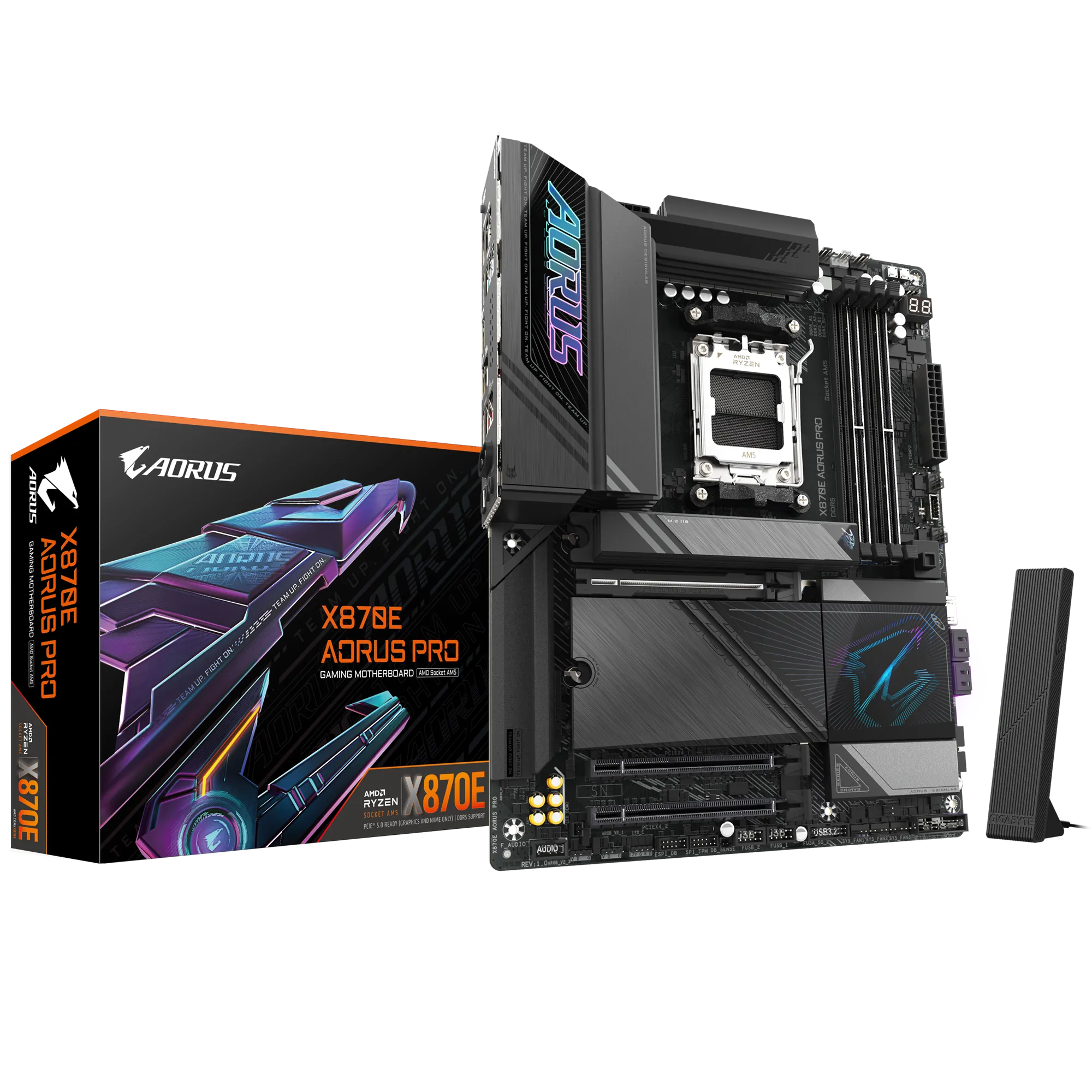 GIGABYTE X870E AORUS PRO ICE PLACA BASE AMD AM5 LGA 1718, ATX, DDR5, 4X M.2, PCIE 5.0, USB4, WIFI7, LAN DE 2.5GBE, CIERRE EZ-LATCH, GARANTÍA DE 5 AÑOS