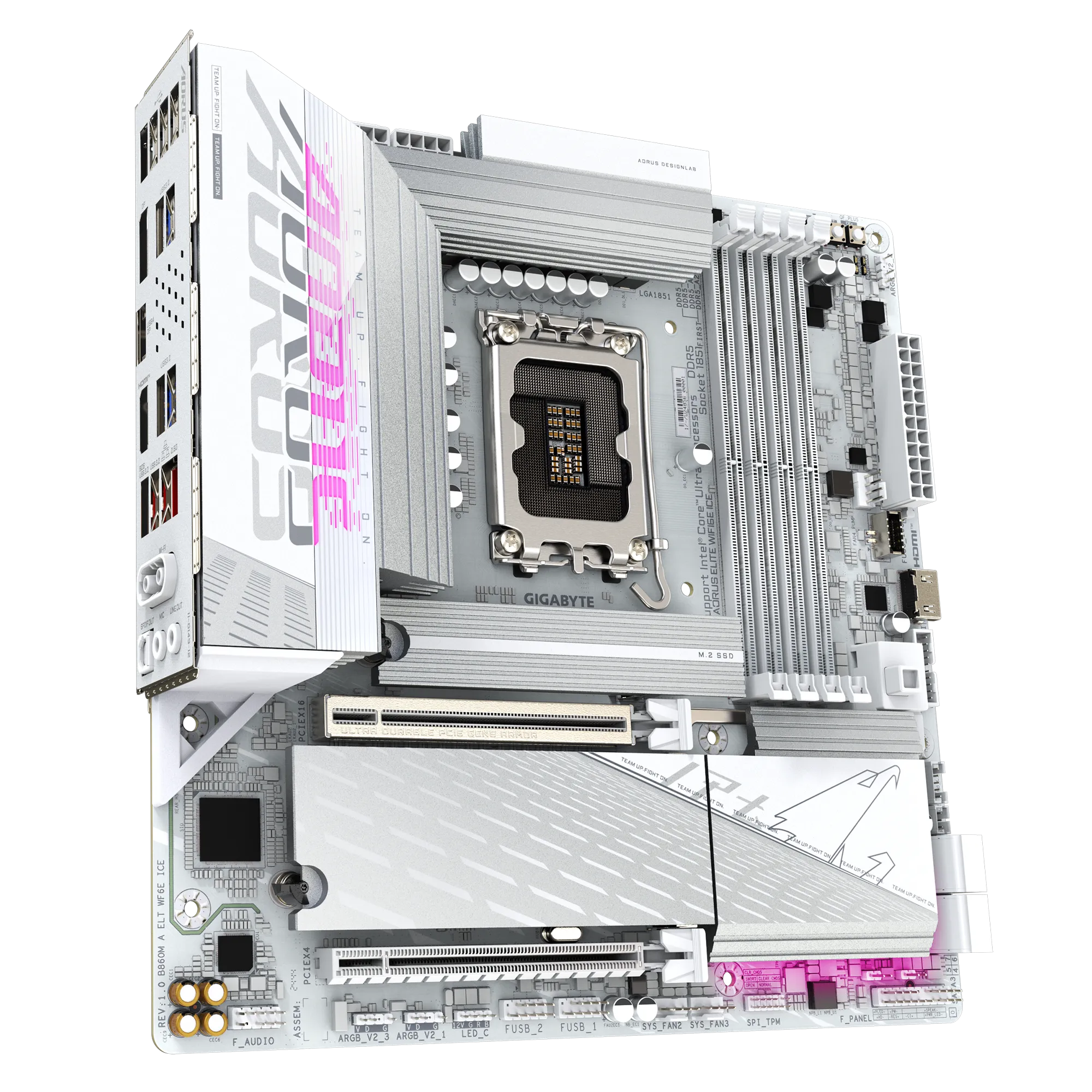 PLACA MADRE GIGABYTE B860M AORUS ELITE WIFI6E ICE, SOCKET LGA 1851 PARA INTEL CORE ULTRA, DDR5, PCIE 5.0, WI-FI 6E, USB4, MATX, COLOR BLANCO