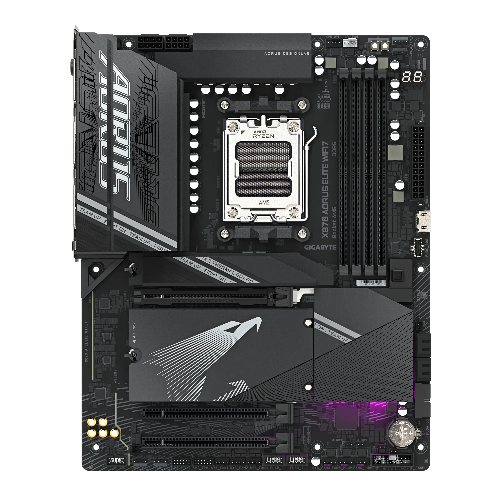 PLACA MADRE GIGABYTE X870 AORUS ELITE WIFI7, SOCKET AM5 PARA RYZEN 9000/8000, DDR5, PCIE 5.0, WI-FI 7, USB4, ATX