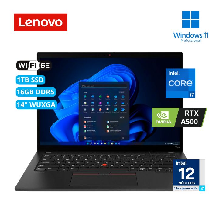 LENOVO P14S - INTEL CI7 1360P - RAM 16GB DDR5 - 1TB SSD - NVIDIA RTX A500 4GB - WIN11 PRO  -  14IN FHD - BLACK - GARANTIA 3YEARS ONSITE