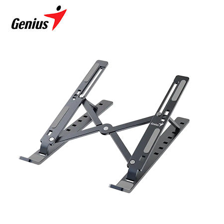 GENIUS G-STAND M250 – ELEGANTE SOPORTE DE ALUMINIO PLEGABLE PARA LAPTOP, TABLET O MÓVIL, 7 POSICIONES AJUSTABLES, ULTRA PORTÁTIL EN GRIS METÁLICO