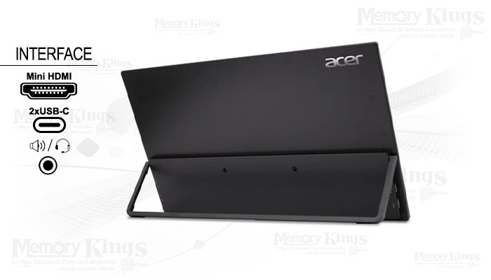 Vista posterior del monitor portátil Acer PM161Q J UM.ZP1AA.J04