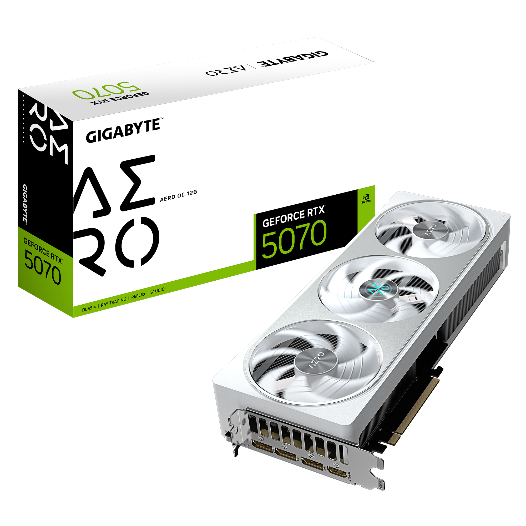 TARJETA DE VIDEO GIGABYTE GEFORCE RTX 5070 AERO OC 12G, 12 GB GDDR7, PCIE GEN 5.0