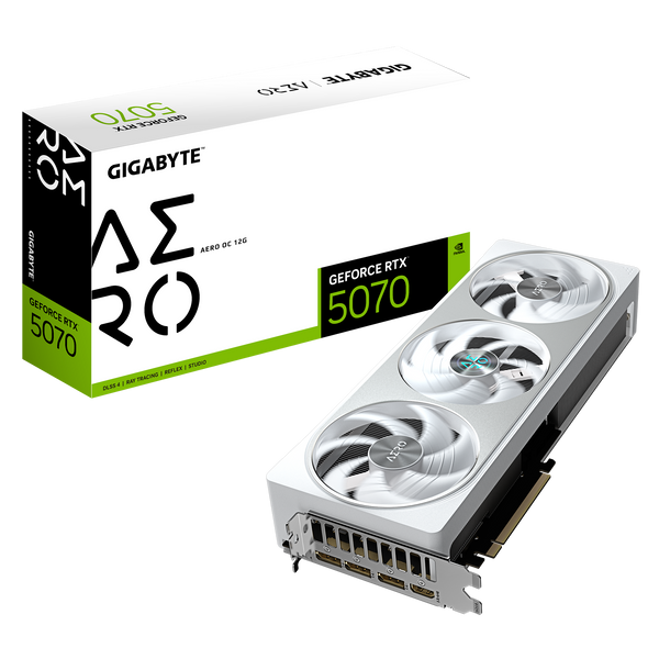 TARJETA DE VIDEO GIGABYTE GEFORCE RTX 5070 AERO OC 12G, 12 GB GDDR7, PCIE GEN 5.0