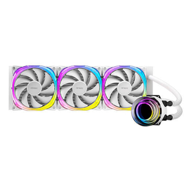 Enfriamiento líquido AIO 360 mm Antec Vortex ARGB Blanco – Radiador de aluminio, ventiladores PWM con luces RGB, compatible Intel & AMD