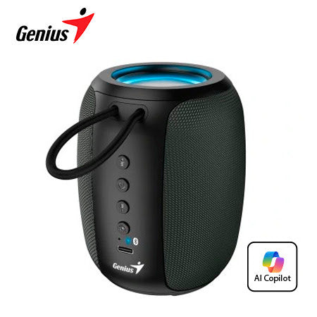 GENIUS SP‑915BT PORTÁTIL PARLANTE BLUETOOTH 5 W MICRÓFONO RGB USB‑C AI COPILOT NEGRO/GRIS
