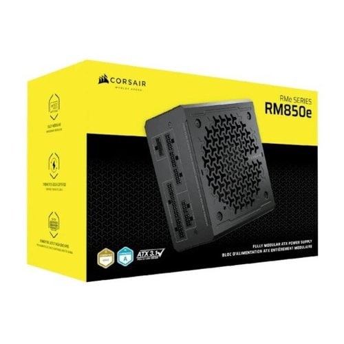 CORSAIR RM850E (CP-9020296-NA) – FUENTE ATX 850 W FULLY-MODULAR, ATX 3.1 / PCIE 5.1, CYBENETICS GOLD, CABLE 12V-2×6 GPU, BAJO RUIDO, GARANTÍA 7 AÑOS