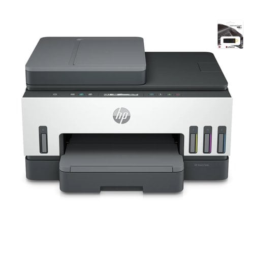 Impresora Multifuncional HP Smart Tank 750  Wi-Fi  Doble Cara Automática  USB + Bluetooth  Escáner  Tanque de Tinta  Incluye USB Kingston 128GB  Alta Eficienci