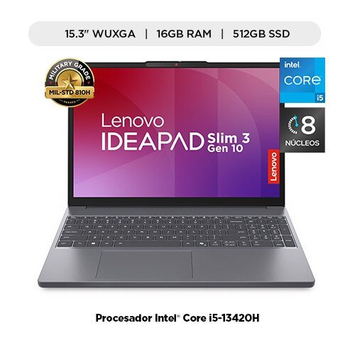 LENOVO IDEAPAD SLIM 3 15IRH10 - PORTÁTIL TÁCTIL DE 15.3" WUXGA, INTEL CORE I7-13620H, 16GB RAM, 512GB SSD, WI-FI 6, WINDOWS 11, COLOR LUNA GRAY.