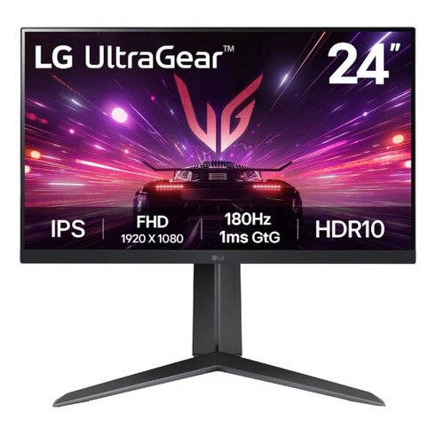 Monitor Gamer LG UltraGear 24GS65F-B 24" FHD IPS  180Hz  1ms GtG  HDR10  FreeSync & G-Sync Compatible  sRGB 99%  HDMI/DP  Black Stabilizer  Diseño Ergonómico
