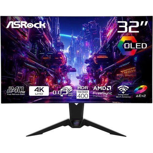 ASROCK MONITOR DE JUEGO OLED ASROCK PG032UFS 32" CLASS 4K UHD - 80CM (31.5") VIEWABLE - 3840 X 2160 - FREESYNC PREMIUM - 0.03MS - 240HZ REFRESH RATE - HDMI - DISPLAYPORT
