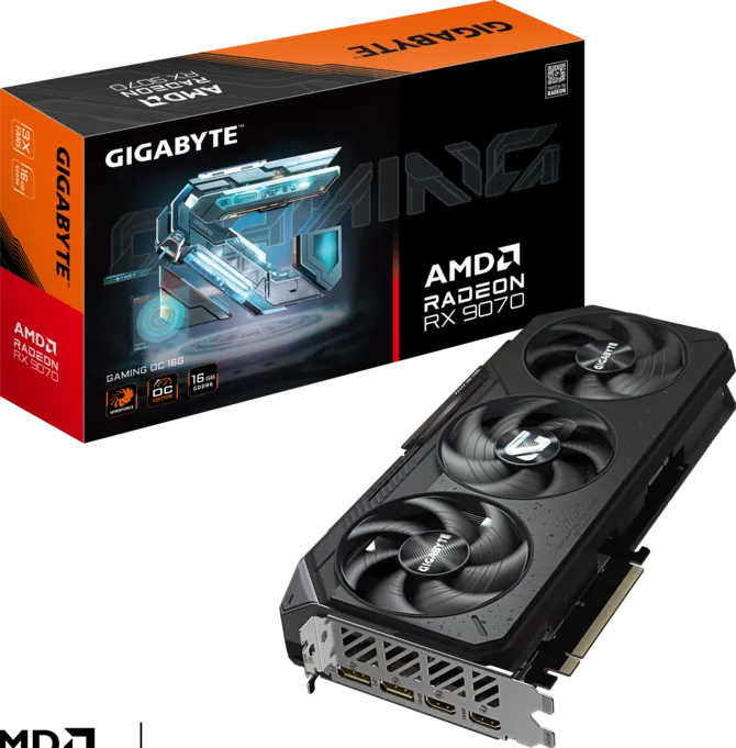 Tarjeta de Video Gigabyte AMD Radeon™ RX 9070 GAMING OC 16GB GDDR6 (WINDFORCE 3X, PCIe Avanzado) - GV-R9070GAMING-16GD