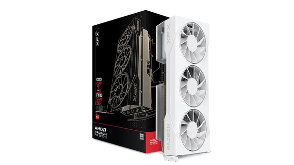 XFX Swift RX‑97SWFT3W7 – Tarjeta gráfica AMD Radeon RX 9070 OC White Gaming Edition, 16 GB GDDR6, PCIe 5.0, 256 bit, RDNA 4, boost 2700 MHz, 3×DisplayPort 2.1, HDMI 2.1, triple ventilador