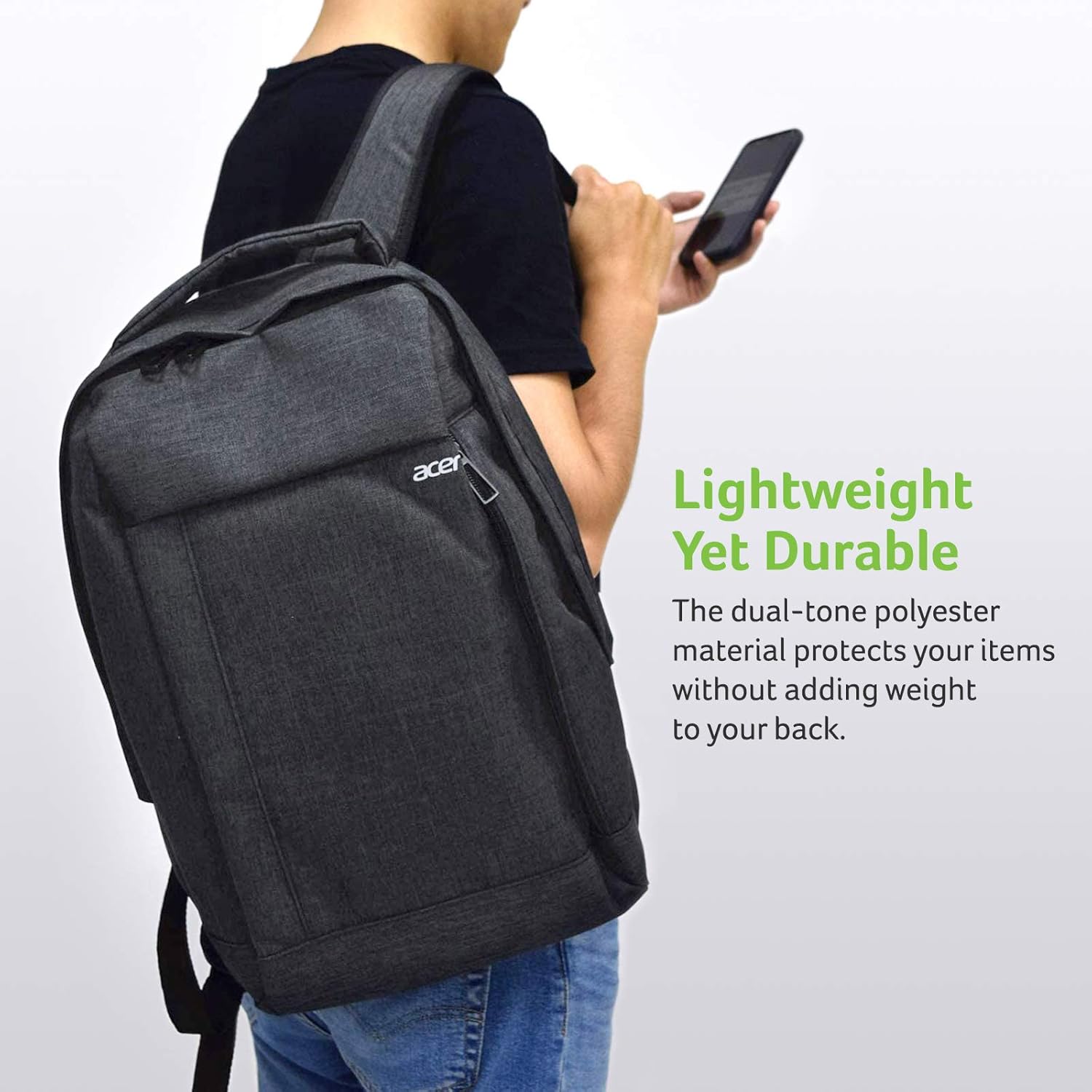 ACER MOCHILA DE VIAJE GRIS PARA LAPTOP DE 15.6 PULGADAS, LIGERA Y RESISTENTE, COMPARTIMENTOS MÚLTIPLES PARA OFICINA Y ESTUDIANTES