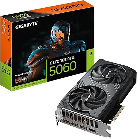 TARJETA DE VIDEO GIGABYTE GEFORCE RTX 5060 WINDFORCE OC 8G, 8 GB GDDR7, PCIE GEN 5.0